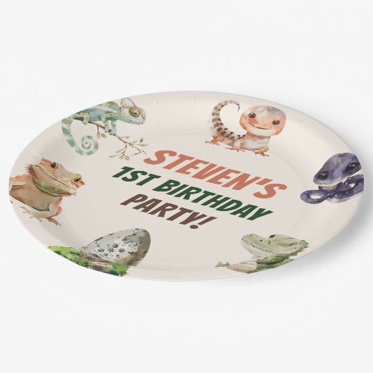 Reptile Kids verjaardagsfeestje Papieren Bordje (Gekanteld)
