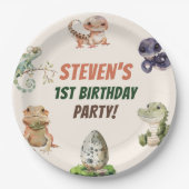 Reptile Kids verjaardagsfeestje Papieren Bordje (Voorkant)