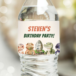 Reptile Kids verjaardagsfeestje Waterfles Etiket