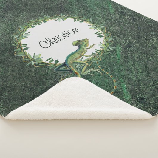 Reptile lovers artsy custom name Rustic green Sherpa Deken (3/4)
