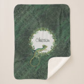 Reptile lovers artsy custom name Rustic green Sherpa Deken (Voorkant)