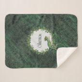 Reptile lovers artsy custom name Rustic green Sherpa Deken (Voorkant (horizontaal))