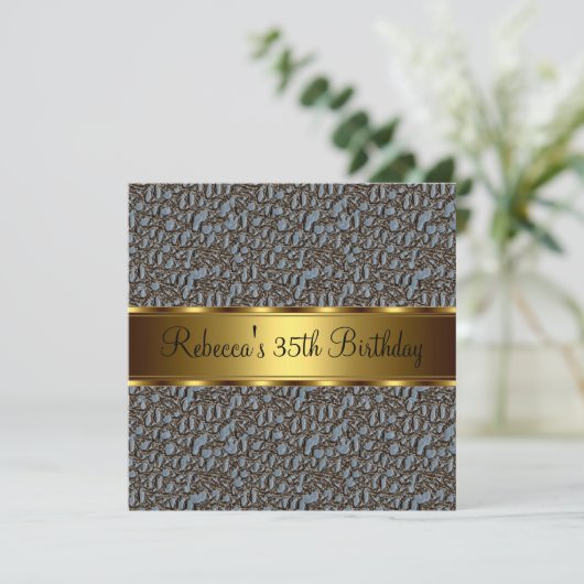Reptile Print 35th Elegant Birthday Party Kaart (Staand voorkant)
