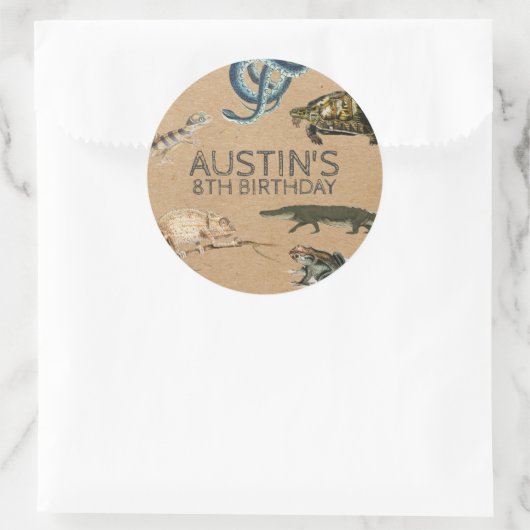 Reptile Show Birthday Party Bedankt Ronde Sticker (Tas)