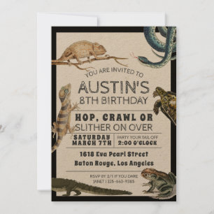 Reptile Show Birthday Party Invitation Kaart