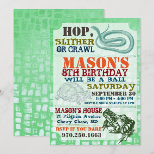 Reptile Show Birthday Party Invitation Kaart