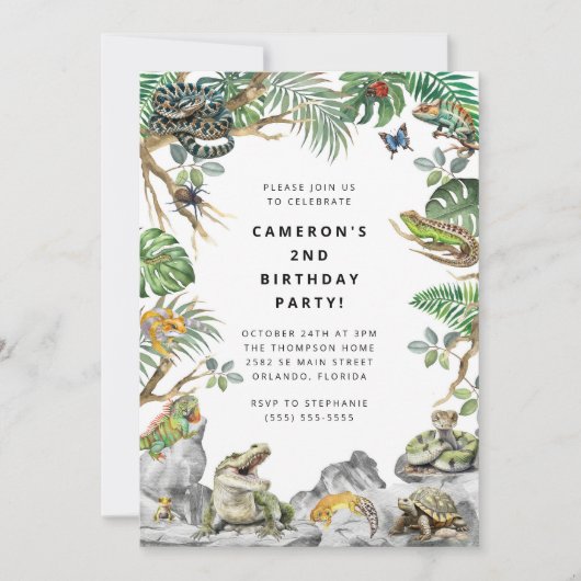 Reptile Slither Crawl Snake Turtle Birthday  Kaart (Voorkant)