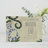 Reptile Snake Art Zoo Birthday Party Invitation Kaart (Staand voorkant)