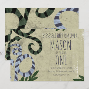 Reptile Snake Art Zoo Birthday Party Invitation Kaart