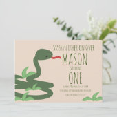 Reptile Snake Zoo Wild Birthday Party Invitation Kaart (Staand voorkant)