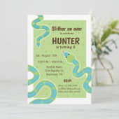 Reptile Theme Party Birthday Invitation Kaart (Staand voorkant)