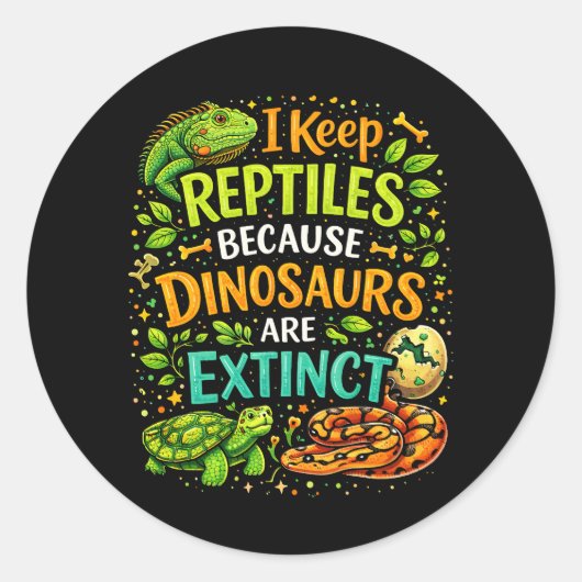 Reptiles Rule Ronde Sticker (Voorkant)