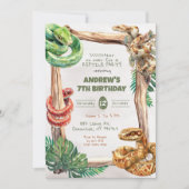 Reptiles Snakes Boy Birthday Invitation Kaart (Voorkant)