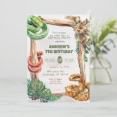 Reptiles Snakes Boy Birthday Invitation Kaart (Staand voorkant)
