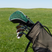 Reptiliaans chique smaragd ontwerp golfheadcover (Insitu)