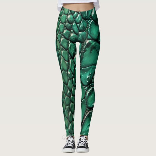 Reptiliaans chique smaragd ontwerp leggings (Voorkant)