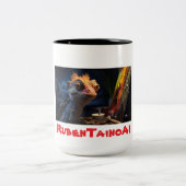 Reptilian AI Artist beroemd gemaakt door Ruben Tai Tweekleurige Koffiemok (Center)