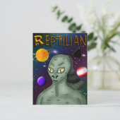 Reptilian Alien met buitenruimte Briefkaart (Staand voorkant)
