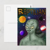 Reptilian Alien met buitenruimte Briefkaart (Voorkant / Achterkant)
