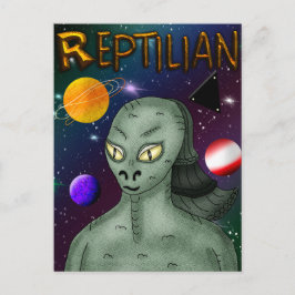 Reptilian Alien met buitenruimte Briefkaart