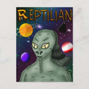 Reptilian Alien met buitenruimte Briefkaart