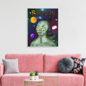 Reptilian Alien met buitenruimte Canvas Afdruk (Insitu (Woonkamer))