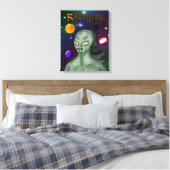 Reptilian Alien met buitenruimte Canvas Afdruk (Insitu (Slaapkamer))