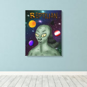 Reptilian Alien met buitenruimte Canvas Afdruk (Insitu (Houten vloer))