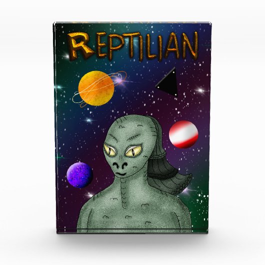 Reptilian Alien met buitenruimte Fotoblokken (Voorkant)