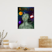Reptilian Alien met buitenruimte Poster (Keuken)