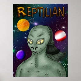 Reptilian Alien met buitenruimte Poster