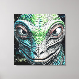 Reptilian Lizard Man buitenaards wezen Canvas Afdruk