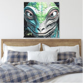 Reptilian Lizard Man buitenaards wezen Canvas Afdruk (Insitu (Slaapkamer))