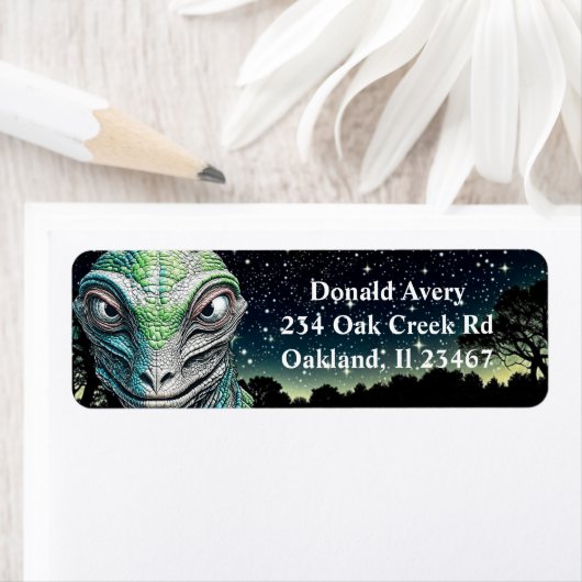 Reptilian Lizard Man buitenaards wezen Etiket (Insitu)