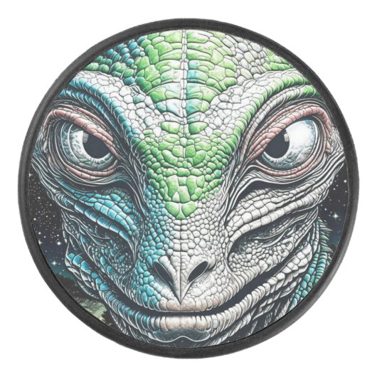 Reptilian Lizard Man buitenaards wezen Hockey Puck (Voorkant)