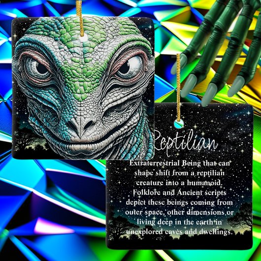 Reptilian Lizard Man buitenaards wezen Keramisch Ornament