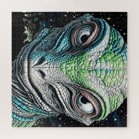 Reptilian Lizard Man buitenaards wezen Legpuzzel (Horizontaal)