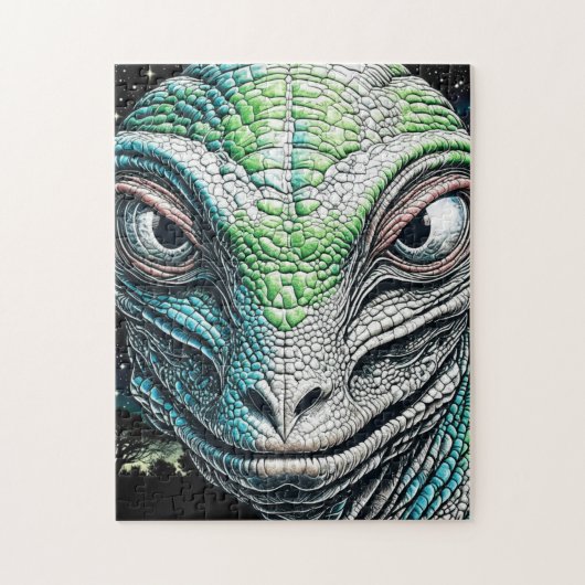 Reptilian Lizard Man buitenaards wezen Legpuzzel (Verticaal)