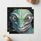 Reptilian Lizard Man buitenaards wezen Notitiekaartje (Voorkant / Achterkant in situ)