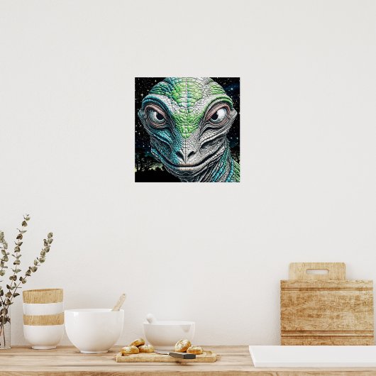 Reptilian Lizard Man buitenaards wezen Poster (Keuken)
