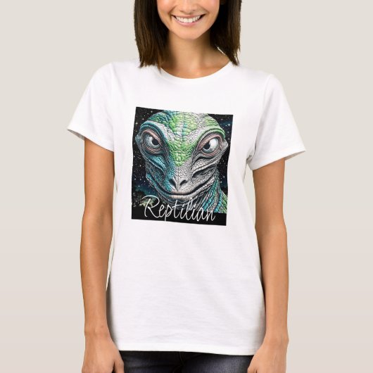 Reptilian Lizard Man buitenaards wezen T-shirt (Voorkant)