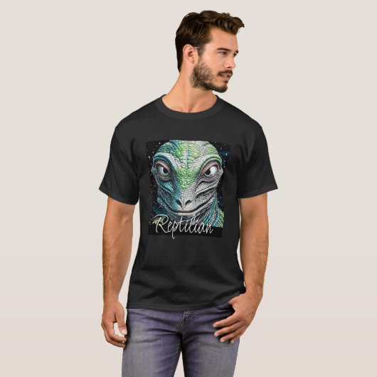Reptilian Lizard Man buitenaards wezen T-shirt (Voorkant volledig)