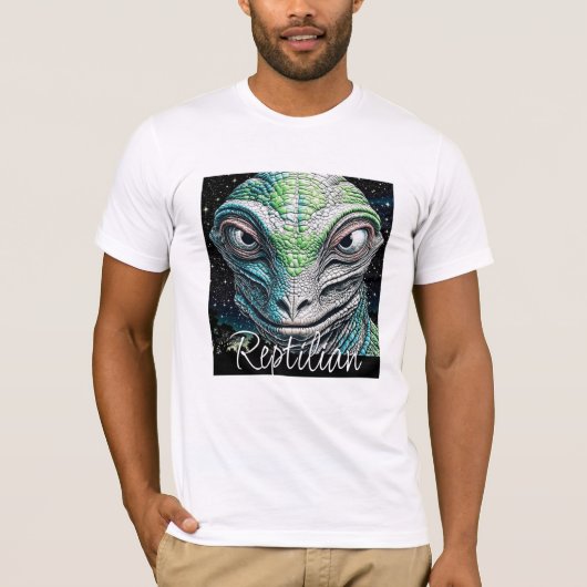 Reptilian Lizard Man buitenaards wezen T-shirt (Voorkant)
