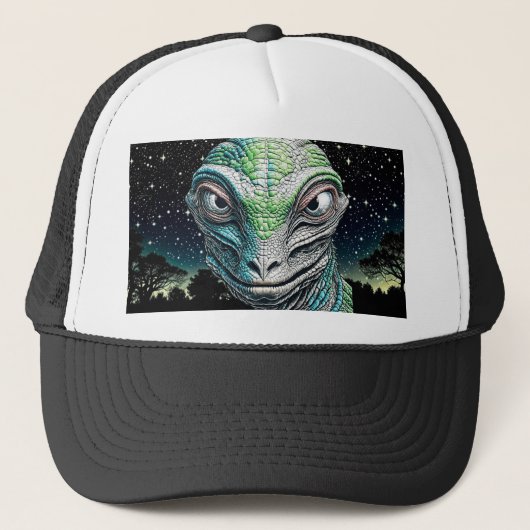 Reptilian Lizard Man buitenaards wezen Trucker Pet (Voorkant)