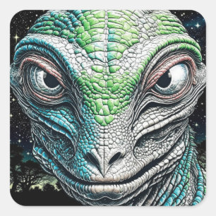 Reptilian Lizard Man buitenaards wezen Vierkante Sticker