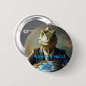 Reptilianen Besturen De Wereld Ronde Button 5,7 Cm (Voorkant /achterkant)