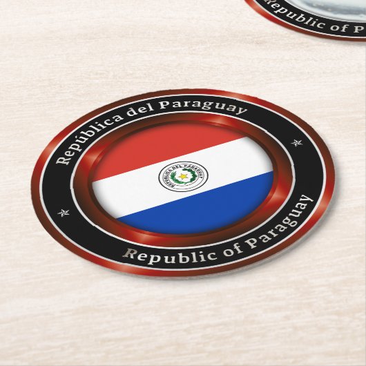 Republic of Paraguay Ronde Kartonnen Onderzetter (Gebogen)