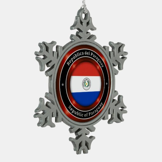 Republic of Paraguay Tin Sneeuwvlok Ornament (Links)