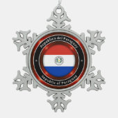 Republic of Paraguay Tin Sneeuwvlok Ornament (Voorkant)