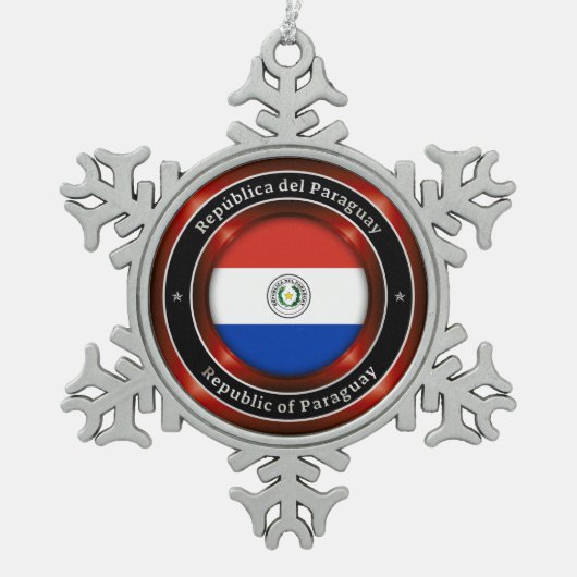 Republic of Paraguay Tin Sneeuwvlok Ornament (Voorkant)